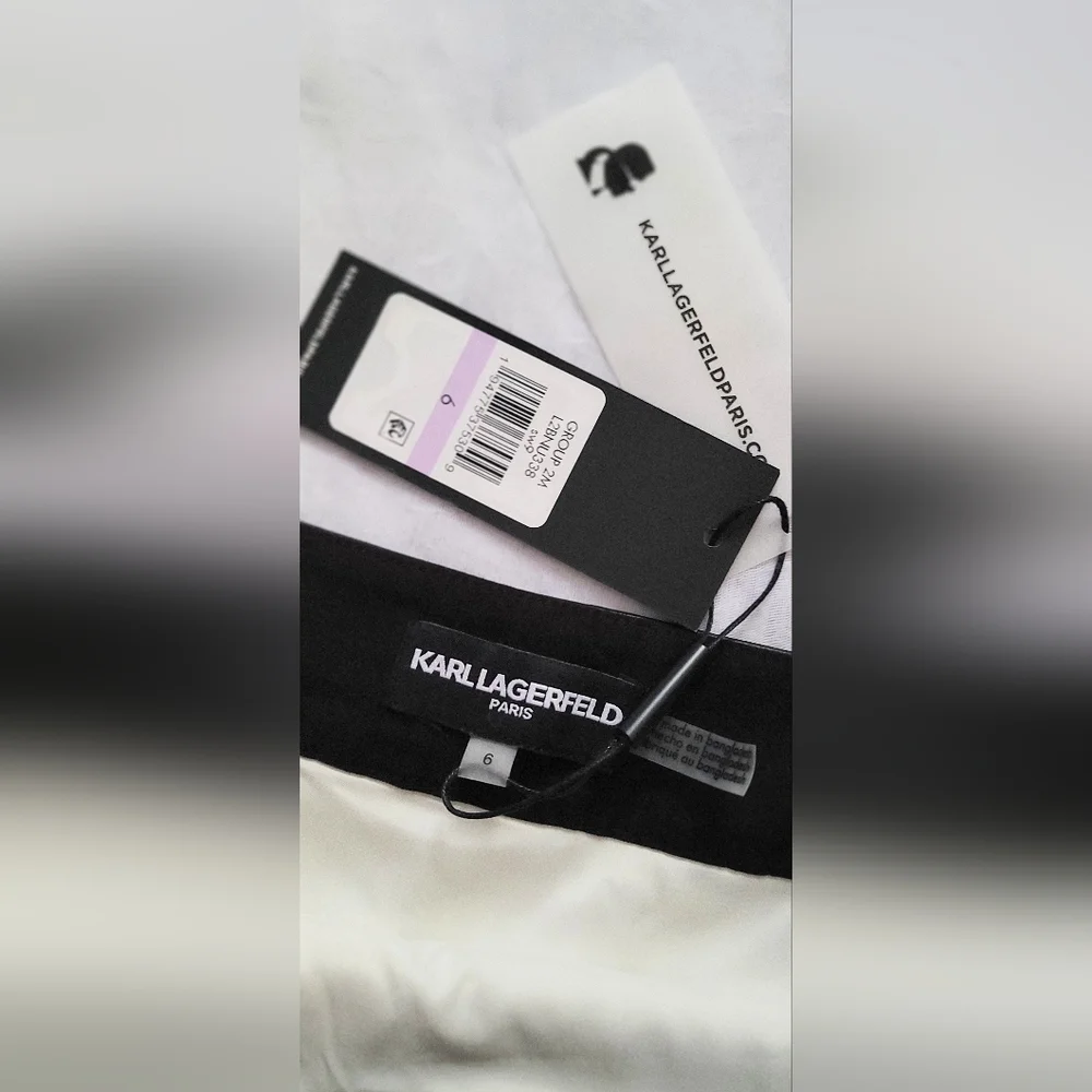 NWT! KARL LAGERFELD PARIS Cotton Women's Mixed Media Skirt Size 6 - Picture 5 of 10